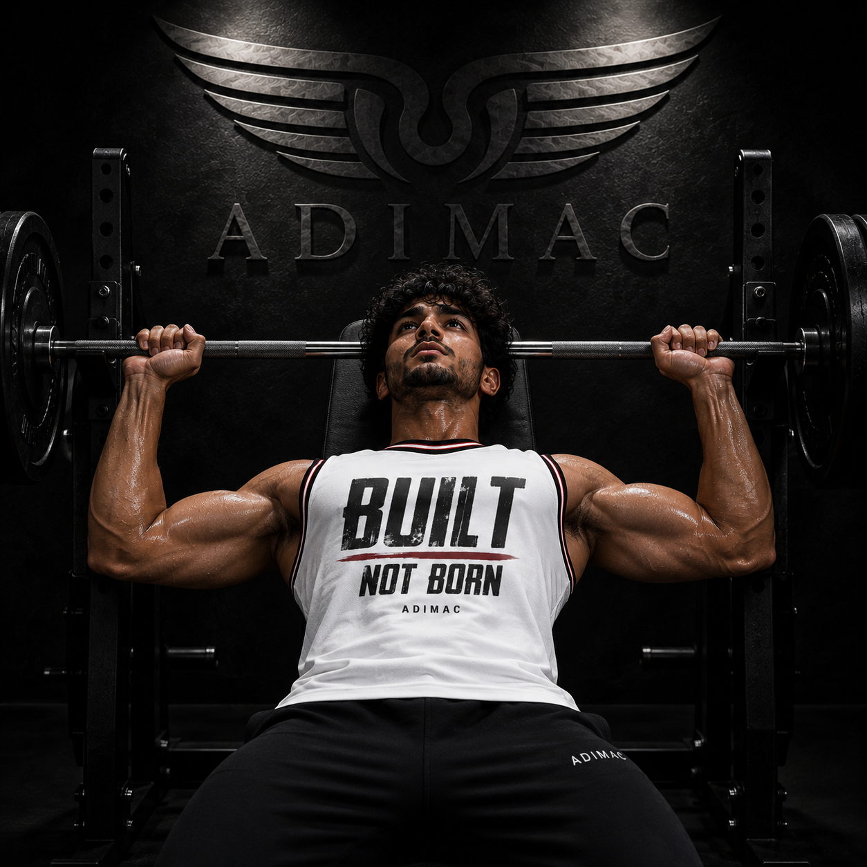 ADIMAC Built Not Born Men's Gym Tank Top | Premium Dot Knit Polyester Sleeveless Workout Vest | Quick Dry Athletic Fit