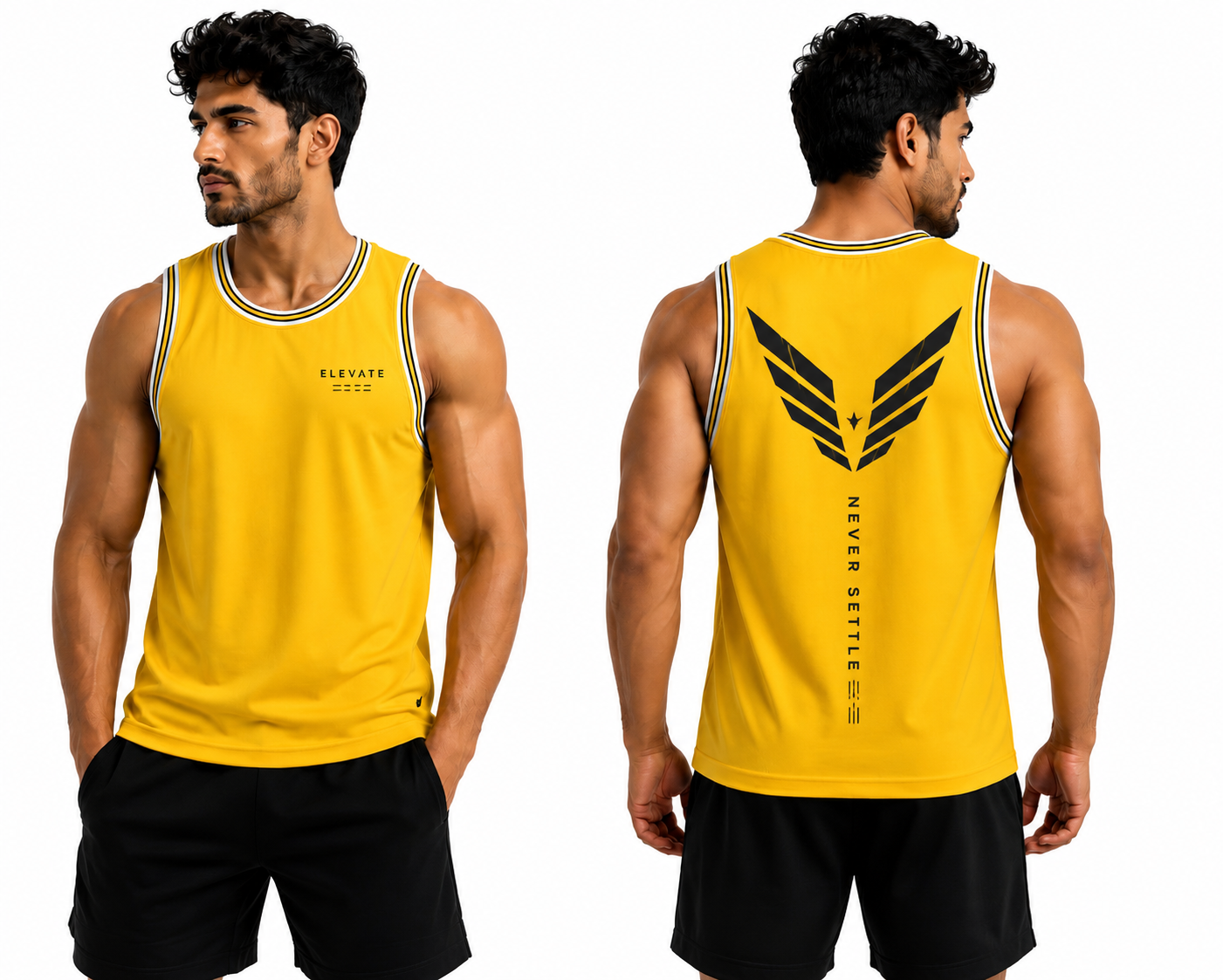 ADIMAC Stronger Everyday Men's Gym Vest | Premium Dot Knit Sleeveless Tank Top for Workout, Running & Training | Yellow