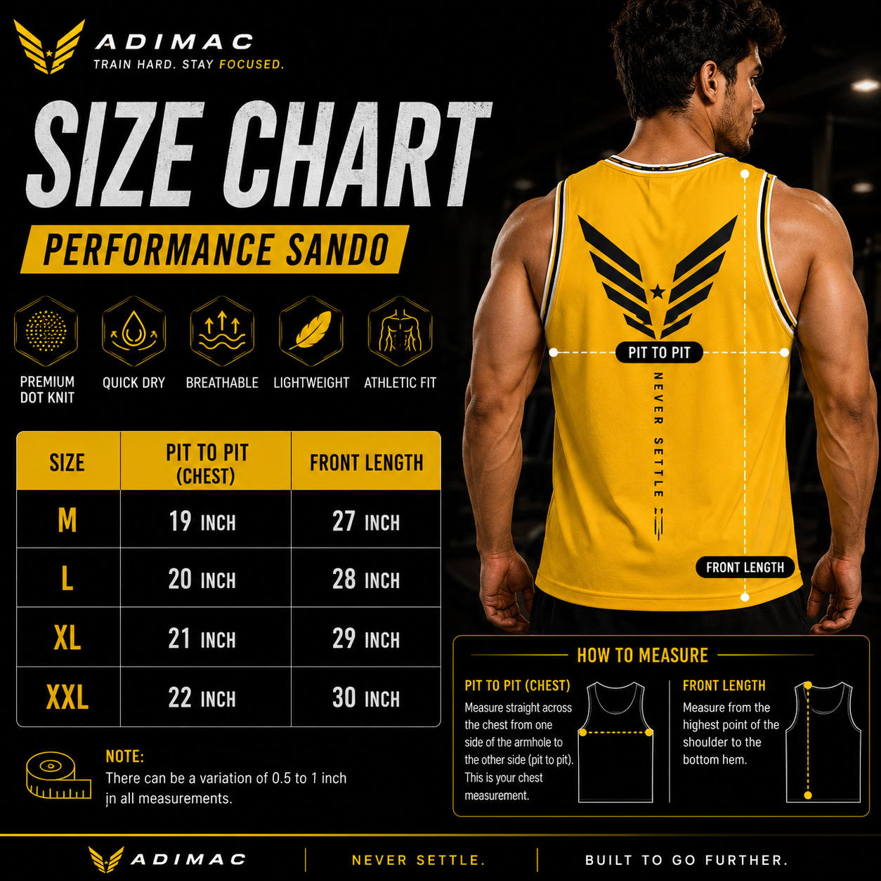 ADIMAC Stronger Everyday Men's Gym Vest | Premium Dot Knit Sleeveless Tank Top for Workout, Running & Training | Yellow