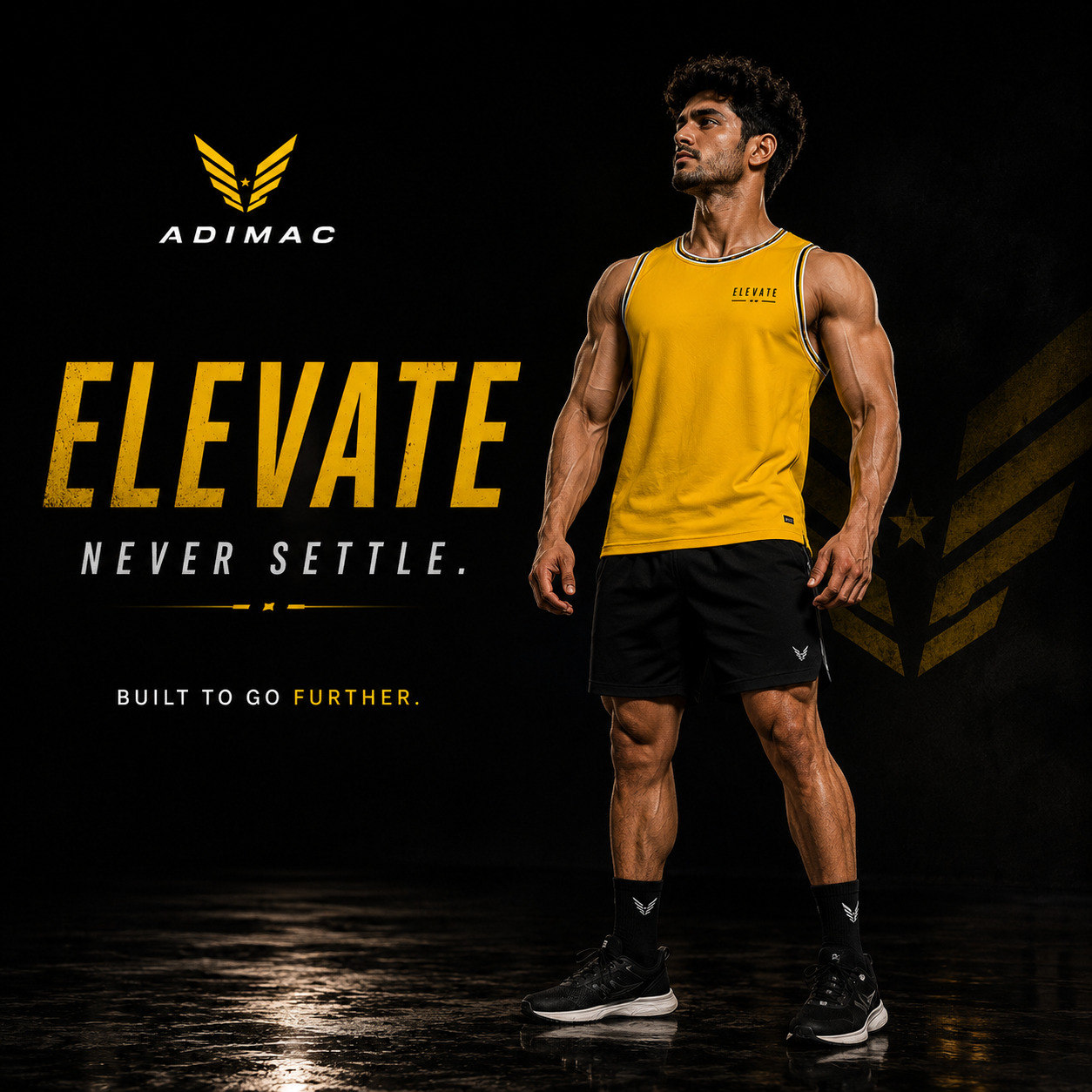 ADIMAC Stronger Everyday Men's Gym Vest | Premium Dot Knit Sleeveless Tank Top for Workout, Running & Training | Yellow