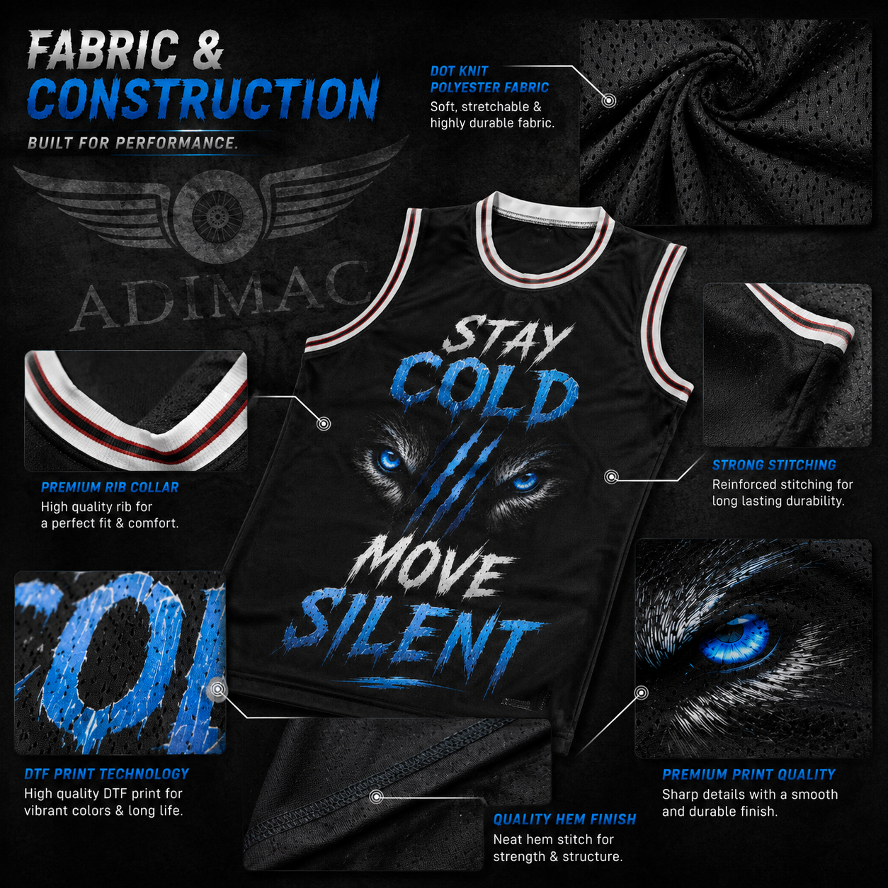 ADIMAC Stay Cold Move Silent Men's Gym Tank Top | Premium Dot Knit Polyester | Quick Dry Sleeveless Workout Vest