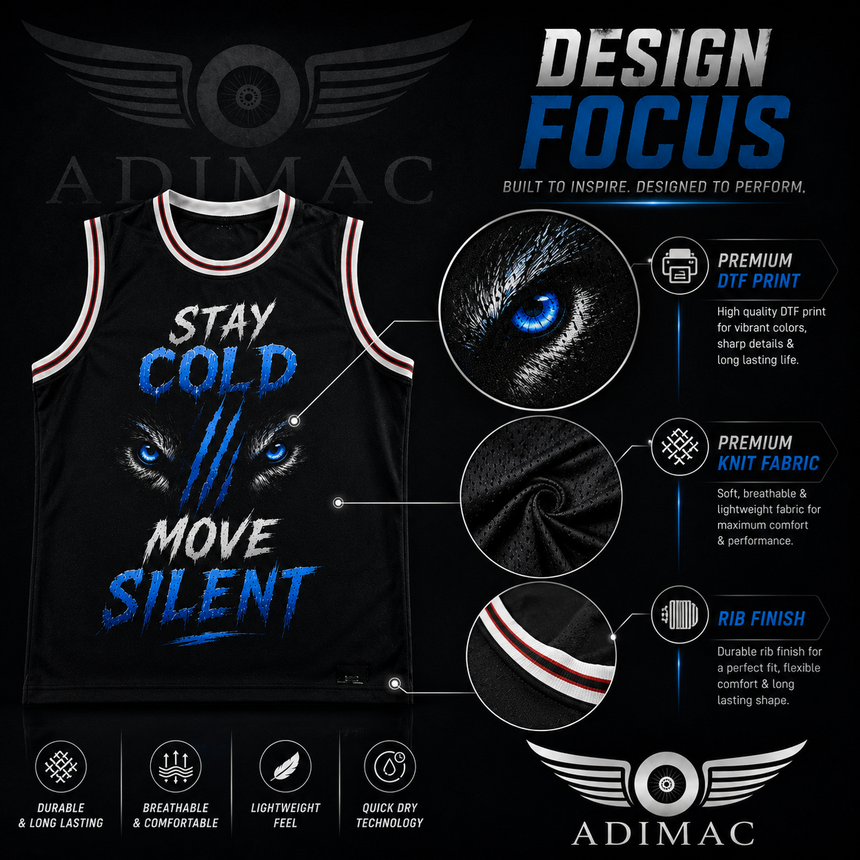 ADIMAC Stay Cold Move Silent Men's Gym Tank Top | Premium Dot Knit Polyester | Quick Dry Sleeveless Workout Vest