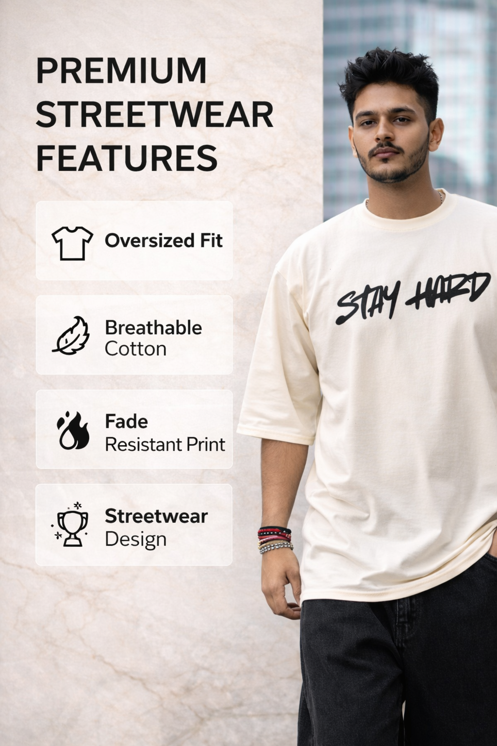 ADIMAC “STAY HARD” Oversized T-Shirt | Premium Streetwear