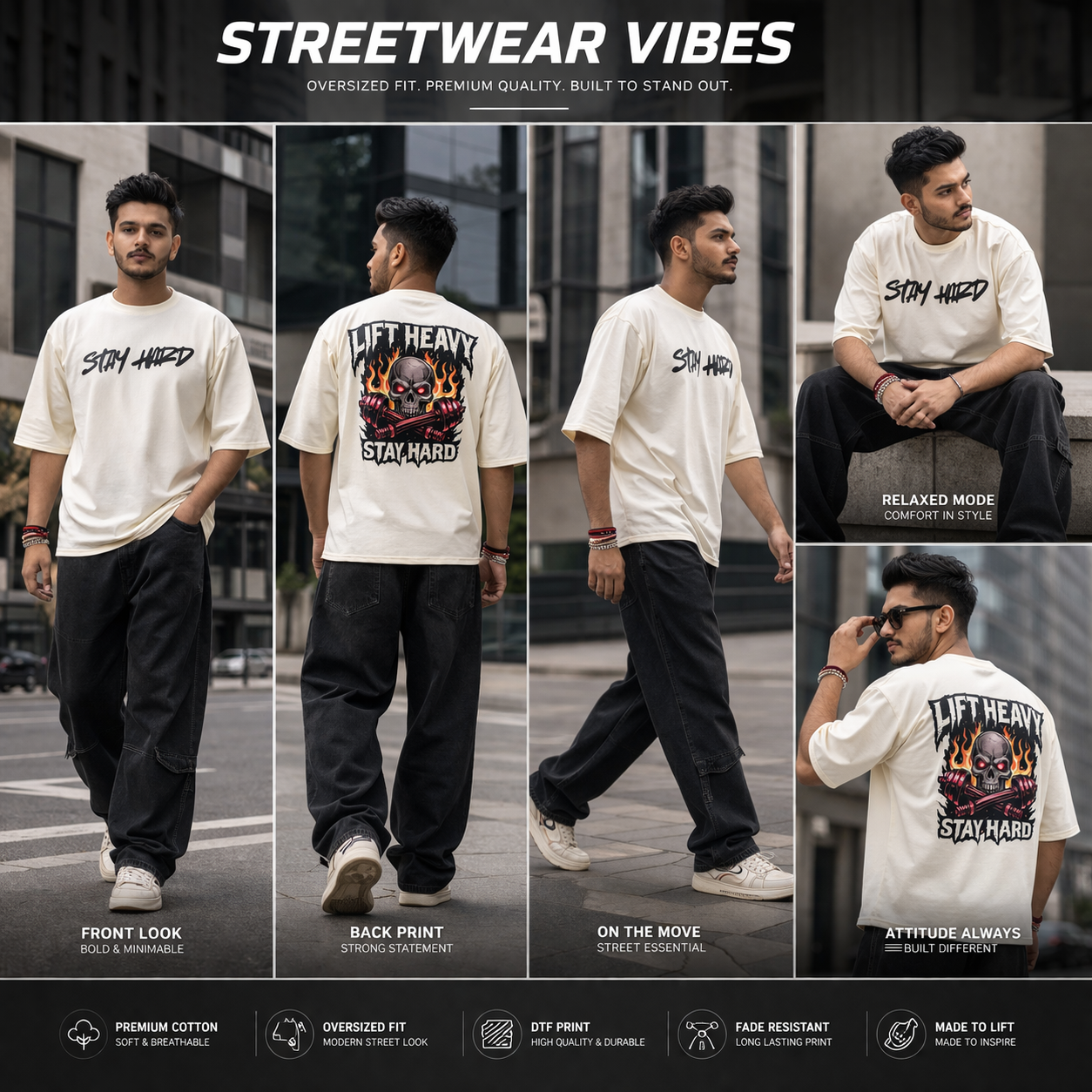 ADIMAC “STAY HARD” Oversized T-Shirt | Premium Streetwear