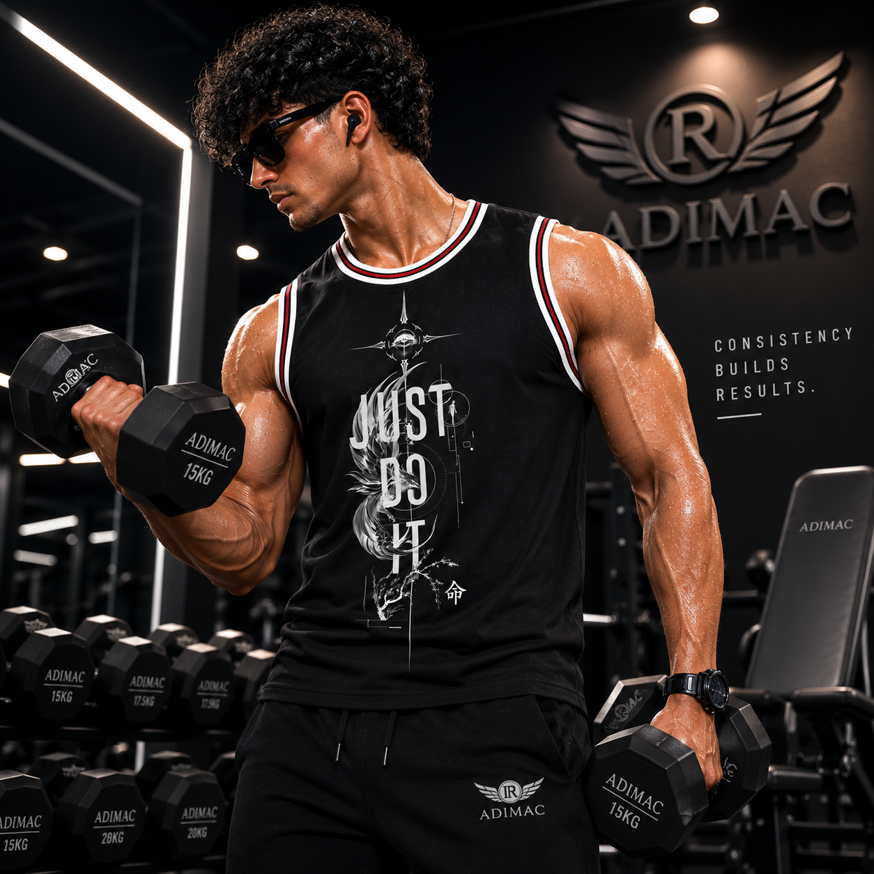 ADIMAC JUST DO IT Men's Premium Black Gym Tank Top | Sleeveless Workout Vest | Athletic Fit