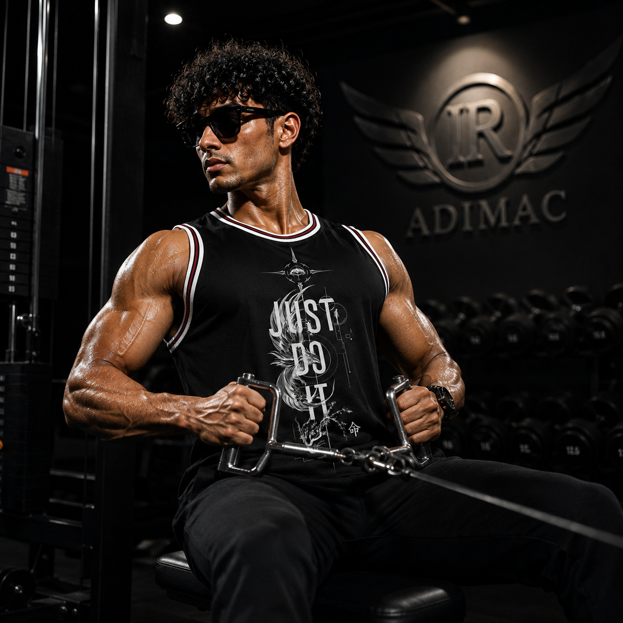 ADIMAC JUST DO IT Men's Premium Black Gym Tank Top | Sleeveless Workout Vest | Athletic Fit