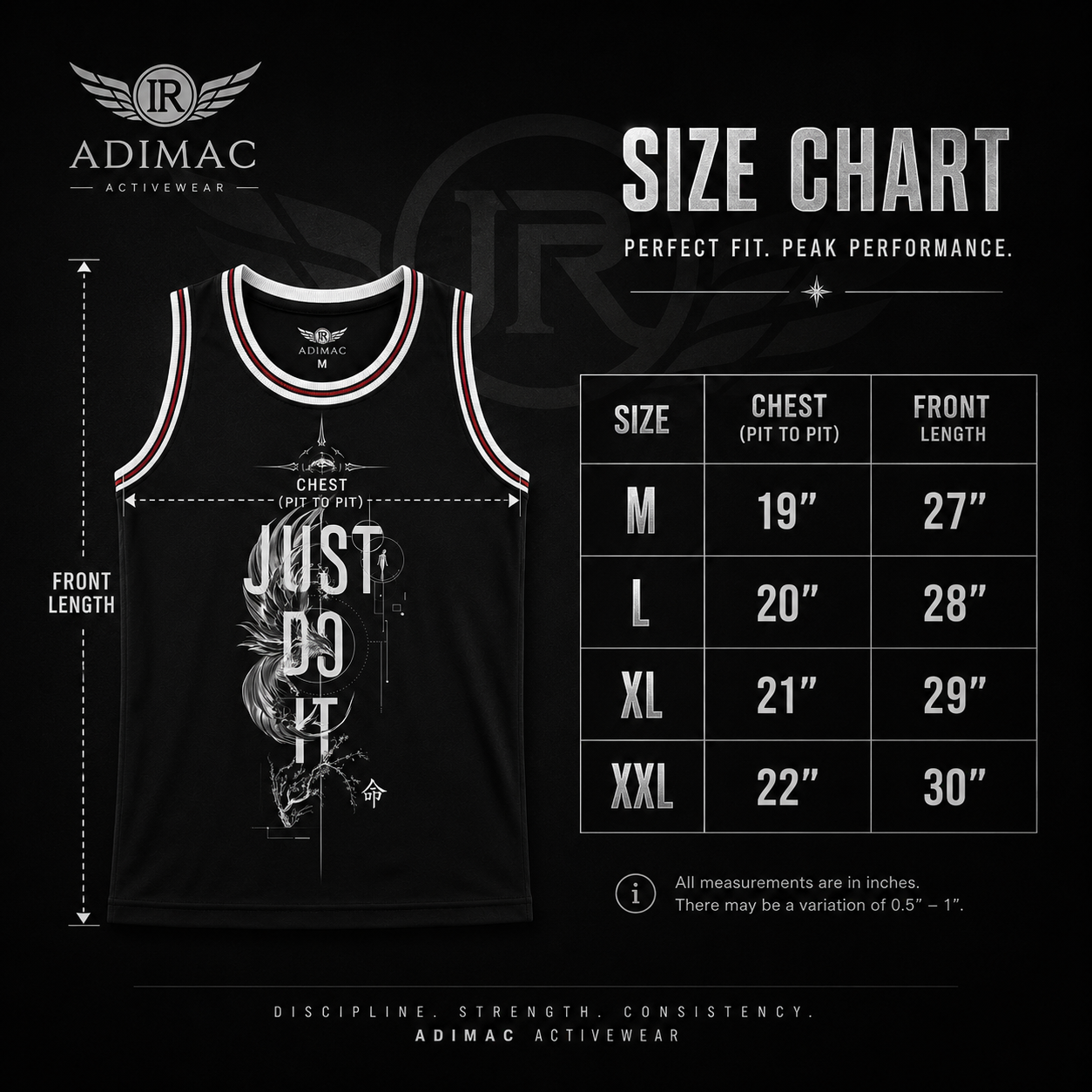 ADIMAC JUST DO IT Men's Premium Black Gym Tank Top | Sleeveless Workout Vest | Athletic Fit