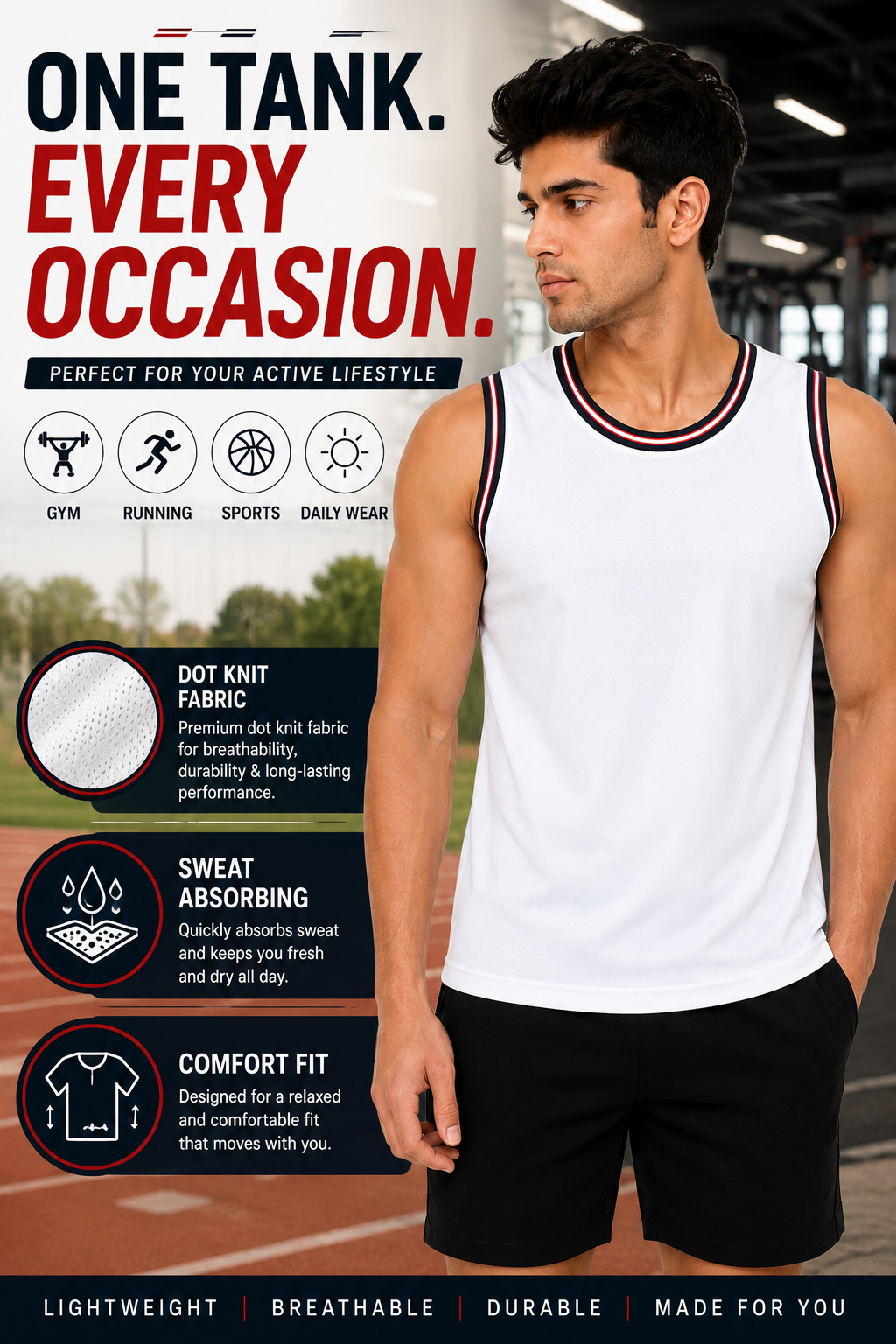 ADIMAC Men's Premium Tank Top | Breathable Sleeveless Sports Vest