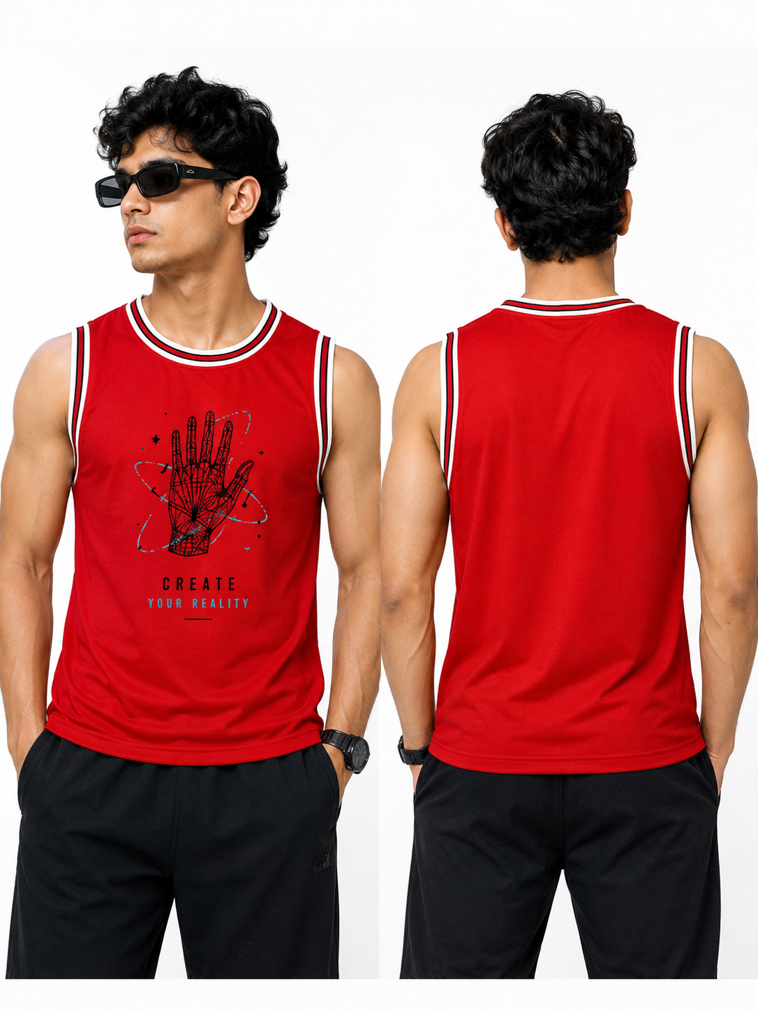 ADIMAC Create Your Reality DTF Printed Tank Top | Men's Premium Sleeveless Sports Vest
