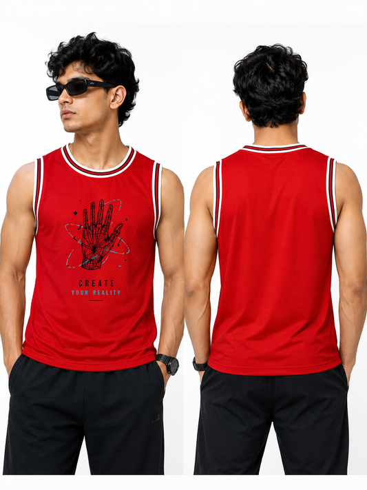 ADIMAC Create Your Reality DTF Printed Tank Top | Men's Premium Sleeveless Sports Vest