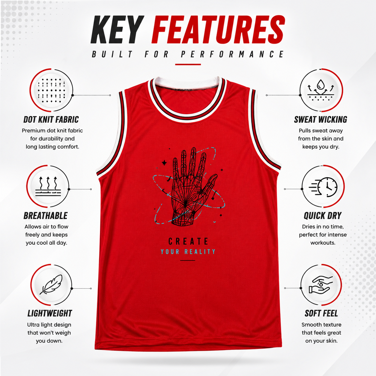ADIMAC Create Your Reality DTF Printed Tank Top | Men's Premium Sleeveless Sports Vest