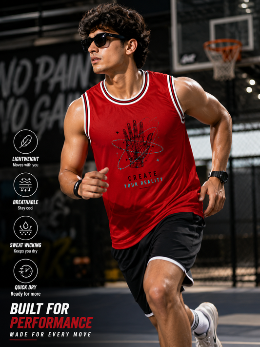 ADIMAC Create Your Reality DTF Printed Tank Top | Men's Premium Sleeveless Sports Vest