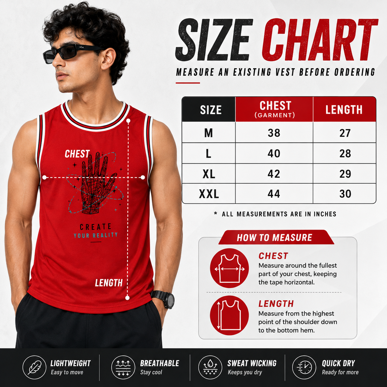 ADIMAC Create Your Reality DTF Printed Tank Top | Men's Premium Sleeveless Sports Vest